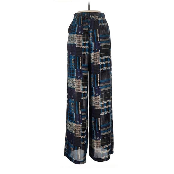 Modcloth Pants Blue Plaid Patchwork Print - Picture 2 of 7